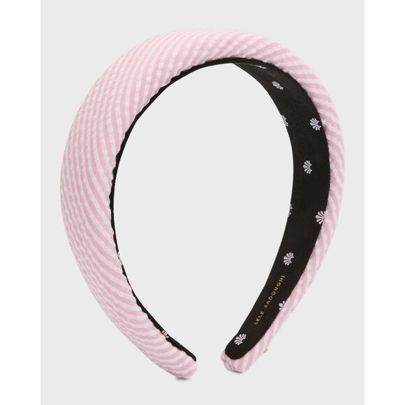 Lele Sadoughi Seersucker Alice  Women’s Headband + Dust Bag -Pink - Picture 1 of 12